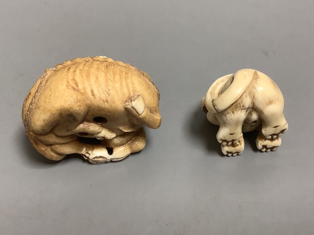 Two Japanese ivory netsuke